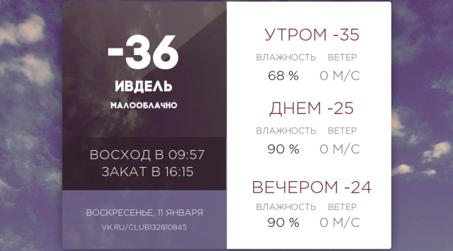 Сегодня воскресенье, 11 января ...